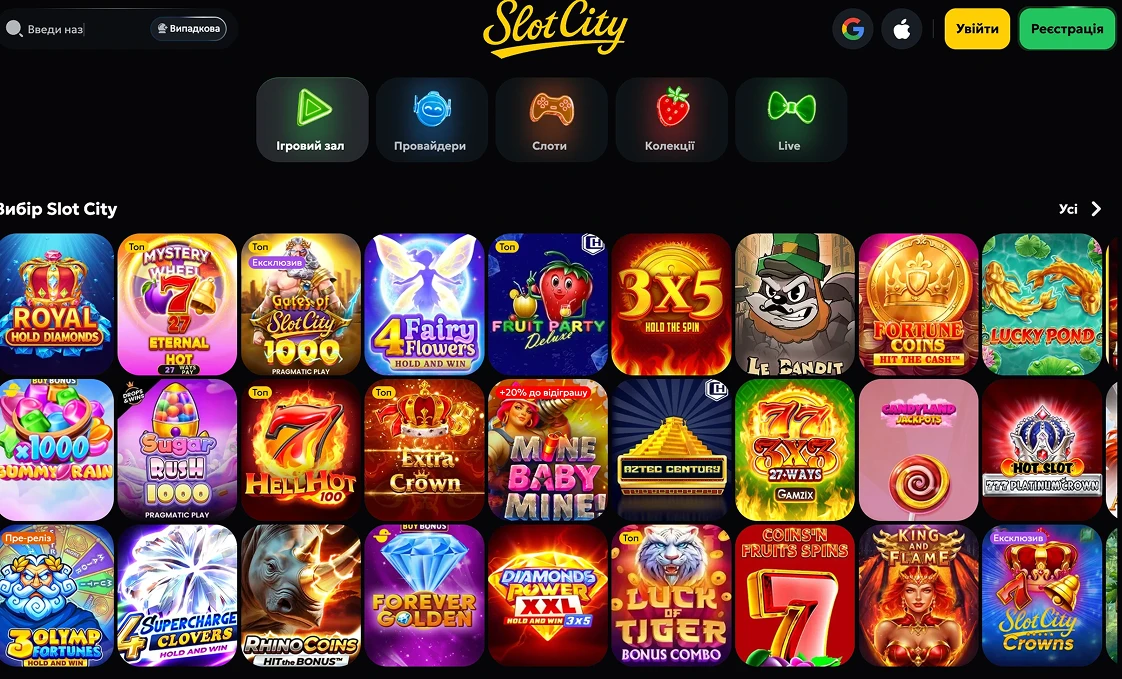 Популярні ігри в онлайн казино Slot City